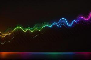Klang Welle auf schwarz Hintergrund im Neon- Licht generativ ai foto