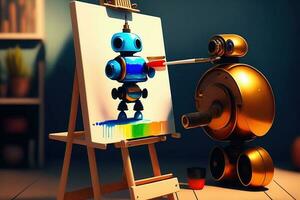 Roboter Künstler Gemälde Zeichnung. ai Kunst foto