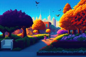 Pixel Stadt Landschaft Hintergrund Illustration 8 bisschen foto