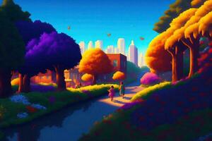 Pixel Stadt Landschaft Hintergrund Illustration 8 bisschen foto