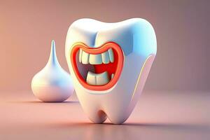 glücklich Weiß Zahn generativ ai foto