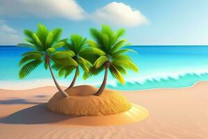 Kokosnuss Palme Baum auf sandig Strand generativ ai foto