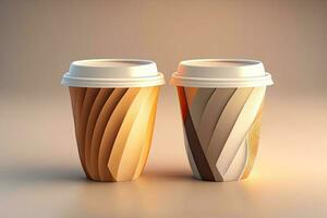 zwei Papier Tasse Design generativ ai foto