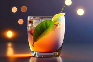 Glas von Cocktail mit glühend generativ ai foto