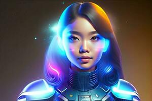 Humanoid Cyber Mädchen mit künstlich Intelligenz foto