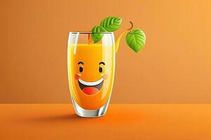 fröhlich Orange Saft Glas generativ ai foto