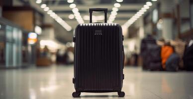 schwarz Koffer, Flughafen Gepäck - - ai generiert Bild foto
