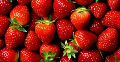 Öko Erdbeere. Makro von frisch organisch natürlich Beeren. Obst rot Hintergrund - - ai generiert Bild foto