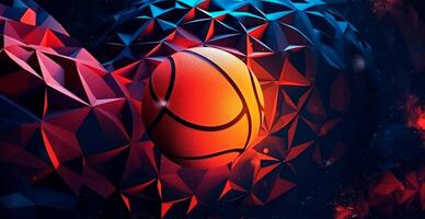 abstrakt Basketball Panorama- Hintergrund, Orange Basketball - - ai generiert Bild foto