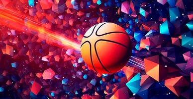 abstrakt Basketball Panorama- Hintergrund, Orange Basketball - - ai generiert Bild foto