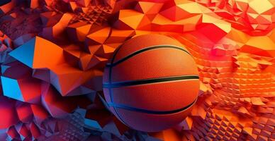 abstrakt Basketball Panorama- Hintergrund, Orange Basketball - - ai generiert Bild foto