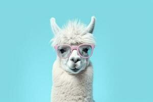süß komisch Lama im Sonnenbrille. Illustration ai generativ foto
