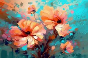 Blumen- gemalt Hintergrund. Illustration ai generativ foto