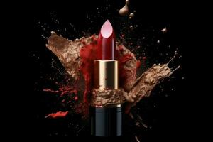 Lippenstift mit Pulver Spritzen. Illustration ai generativ foto