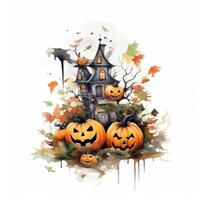 Halloween Aquarell Komposition. Illustration ai generativ foto