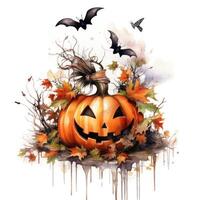 Halloween Aquarell Komposition. Illustration ai generativ foto