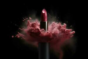 Lippenstift mit Pulver Spritzen. Illustration ai generativ foto