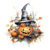 Halloween Aquarell Komposition. Illustration ai generativ foto