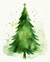 Grün Aquarell Weihnachten Baum. Illustration ai generativ foto