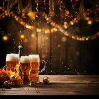 Herbst Bier Festival Hintergrund. Illustration ai generativ foto