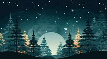 schneebedeckt Weihnachten Wald. Illustration ai generativ foto