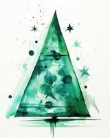 Grün Aquarell Weihnachten Baum. Illustration ai generativ foto