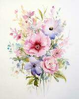 Aquarell Blumen- Hintergrund. Illustration ai generativ foto