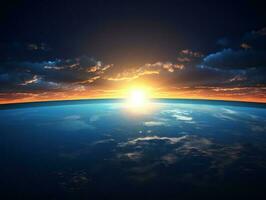 Erde mit Sonne. Illustration ai generativ foto