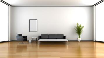 Innere Zuhause Design. minimalistisch Leben Zimmer Dekoration. ai generiert. foto