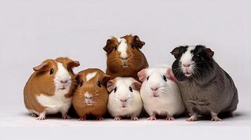 klein Gruppe von süß Guinea Schweine im Studio. ai generiert. foto