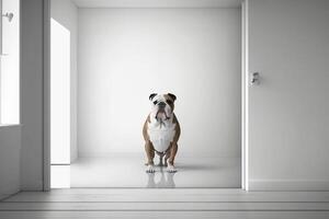 Bulldogge Stehen im das Zimmer erstellt mit generativ ai foto