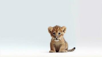 wenig Löwe isoliert auf Weiß Hintergrund - - generativ ai foto