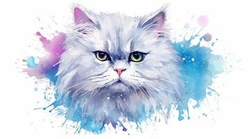 Porträt von persisch Katze im Aquarell Spritzer. Vektor Illustration. generativ ai foto