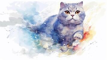 süß Katze auf Aquarell Hintergrund. Aquarell malen. Vektor Illustration. foto