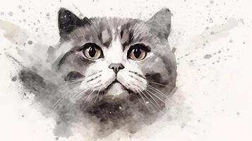 süß Katze auf Aquarell Hintergrund. Aquarell malen. Vektor Illustration. generativ ai foto