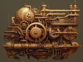 Steampunk Mechanismus mit Getriebe und Zahnräder auf ein dunkel Hintergrund foto