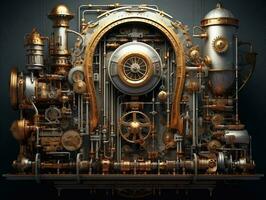 Steampunk Mechanismus mit Getriebe und Zahnräder auf ein dunkel Hintergrund foto