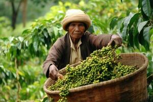 Farmer auf Arabica Kaffee Plantage , ai generativ foto