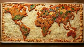Welt Karte Pizza Hintergrund. generativ ai. foto