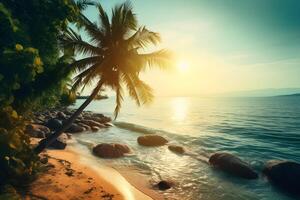 schön tropisch Strand Hintergrund gemacht mit ai generiert foto