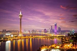 Nachtszene von Macau am West Bay Lake in China foto