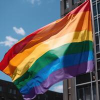 Regenbogen lgbtq Flagge. generativ ai. foto