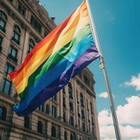 Regenbogen lgbtq Flagge. generativ ai. foto