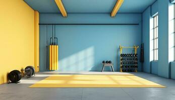 Fitness Zimmer im ein minimalistisch Stil mit generativ ai foto