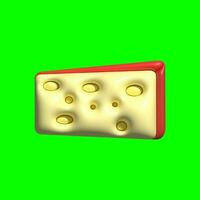 ein 3d Käse Vermögenswerte mit ein grüner Bildschirm Hintergrund foto