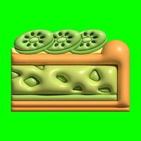 3d Kuchen Vermögenswerte Design mit grüner Bildschirm Hintergrund foto