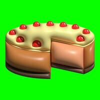 3d Kuchen Vermögenswerte Design mit grüner Bildschirm Hintergrund foto