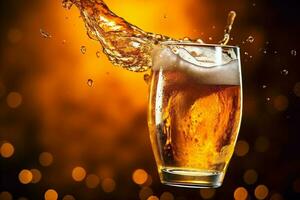 Spritzen Schaum Blase kalt Brauerei trinken Alkohol Gradient Glas Hintergrund Bier. generativ ai. foto