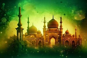 Nacht Religion Muslim Kultur Moschee die Architektur Arabisch Islam Ramadan Mond. generativ ai. foto