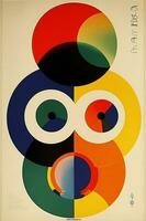 rot Kreis Auge abstrakt Illustration Jahrgang Design retro Poster Kunst. generativ ai. foto